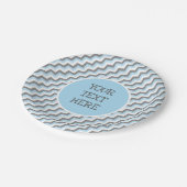 Baby Blue Chevron en Grijze aangepaste tekst Papieren Bordje (Gekanteld)