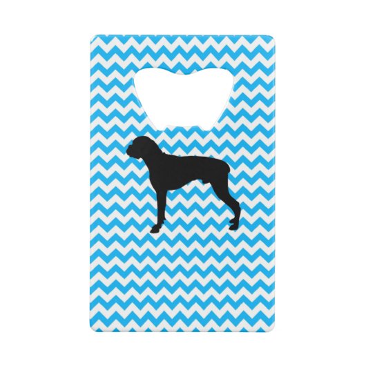 Baby Blue Chevron met Boxer Silhouette Creditkaart Flessenopener (Achterkant)