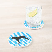 Baby Blue Chevron met Boxer Silhouette Zandsteen Onderzetter (Zijkant)