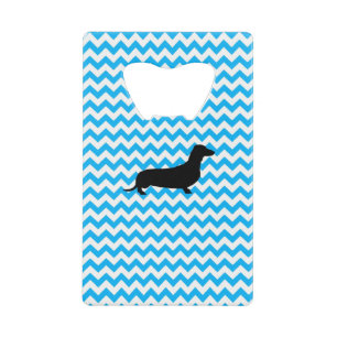 Baby Blue Chevron met Dachshund Creditkaart Flessenopener