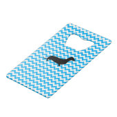 Baby Blue Chevron met Dachshund Creditkaart Flessenopener (Achterkant Gekanteld)