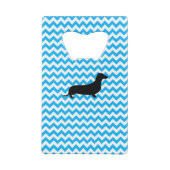 Baby Blue Chevron met Dachshund Creditkaart Flessenopener (Achterkant)