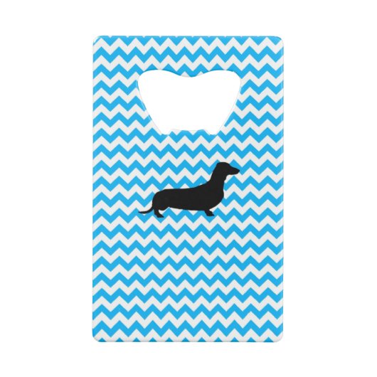 Baby Blue Chevron met Dachshund Creditkaart Flessenopener (Achterkant)