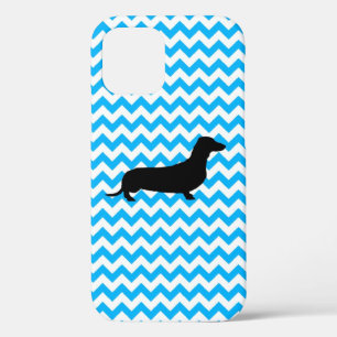 Baby Blue Chevron met Dachshund Hoesje-Mate iPhone Case-Mate iPhone Case