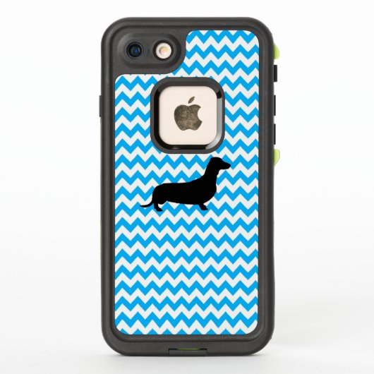 Baby Blue Chevron met Dachshund Silhouette (Achterkant)