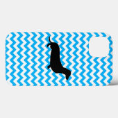Baby Blue Chevron met Dachshund Silhouette Case-Mate iPhone Case (Achterkant (horizontaal))