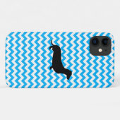 Baby Blue Chevron met Dachshund Silhouette Case-Mate iPhone Case (Achterkant (horizontaal))