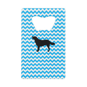 Baby Blue Chevron met Golden Retriever Silhouette Creditkaart Flessenopener