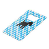 Baby Blue Chevron met Schnauzer Creditkaart Flessenopener (Voorkant Gekanteld)