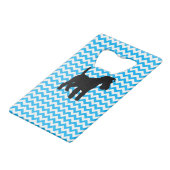 Baby Blue Chevron met Schnauzer Creditkaart Flessenopener (Achterkant Gekanteld)