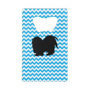 Baby Blue Chevron met Shih Tzu Silhouette Creditkaart Flessenopener