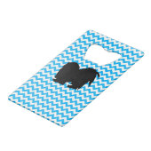 Baby Blue Chevron met Shih Tzu Silhouette Creditkaart Flessenopener (Voorkant Gekanteld)