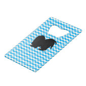 Baby Blue Chevron met Shih Tzu Silhouette Creditkaart Flessenopener (Achterkant Gekanteld)