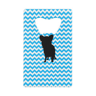 Baby Blue Chevron met Yorkie Silhouette Creditkaart Flessenopener
