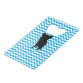 Baby Blue Chevron met Yorkie Silhouette Creditkaart Flessenopener (Voorkant Gekanteld)