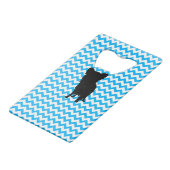 Baby Blue Chevron met Yorkie Silhouette Creditkaart Flessenopener (Achterkant Gekanteld)