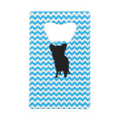 Baby Blue Chevron met Yorkie Silhouette Creditkaart Flessenopener (Achterkant)
