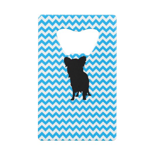 Baby Blue Chevron met Yorkie Silhouette Creditkaart Flessenopener (Achterkant)