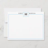 Baby Blue Chic Monogram Briefkaart (Voorkant)