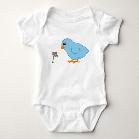 Baby Blue Chick met Paarse Coneflower Romper (Voorkant)