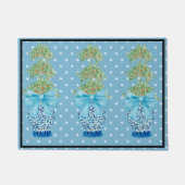 Baby Blue Chinoiserie Sinaasappel Topiary Doormat Deurmat (Voorkant)