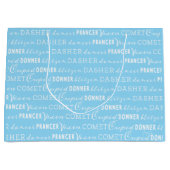 Baby Blue Christmas Gift Bag | Santa's Reindeer Groot Cadeauzakje (Voorkant)