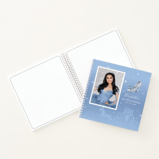Baby Blue Cinderella Quinceanera Foto Gastboek Notitieboek (Binnen)