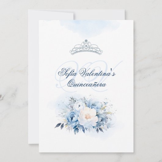 Baby Blue Cinderella Quinceañera Uitnodiging (Achterkant)