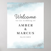 Baby Blue Cloud Silver Weddenschap Welkomstteken Poster (Voorkant)