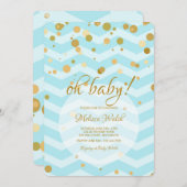 Baby Blue Confetti Baby shower Kaart (Voorkant / Achterkant)