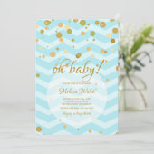 Baby Blue Confetti Baby shower Kaart (Staand voorkant)