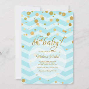 Baby Blue Confetti Baby shower Kaart