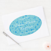 Baby Blue Confetti Baptisme Christening Favor Ovale Sticker (Envelop)