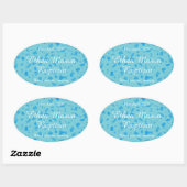 Baby Blue Confetti Baptisme Christening Favor Ovale Sticker (Vel)