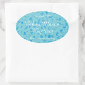 Baby Blue Confetti Baptisme Christening Favor Ovale Sticker (Tas)