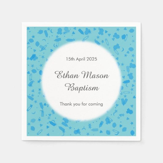 Baby Blue Confetti Doop Doopfeest Servetten (Voorkant)