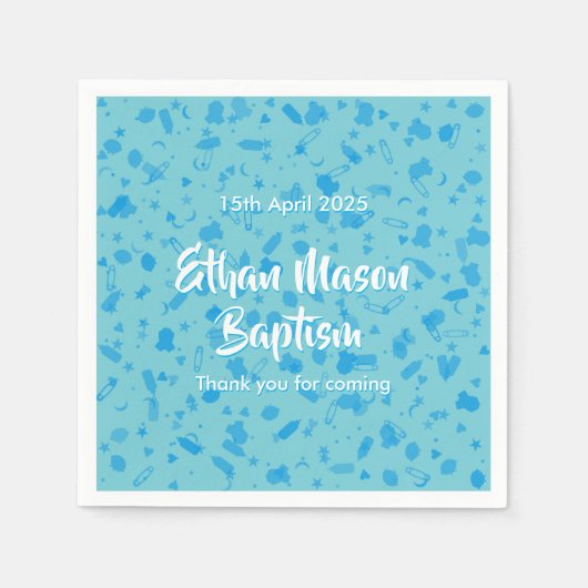 Baby Blue Confetti Doop Doping Servetten (Voorkant)