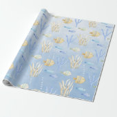 Baby Blue Coral Fish & Friends onder het Zee Cadeaupapier (Uitgerold)