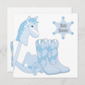 Baby Blue Cowboy Baby shower Kaart (Voorkant / Achterkant)