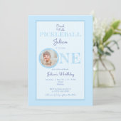 Baby Blue Crawl Walk Pickleball thema 1e verjaarda Kaart (Staand voorkant)