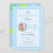 Baby Blue Crawl Walk Pickleball thema 1e verjaarda Kaart (Voorkant / Achterkant)
