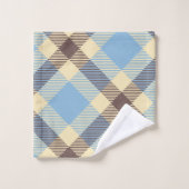 Baby Blue Cream Brown Retro Pset Monogram Naam Bad Handdoek (Wasdoekje)