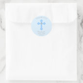 Baby Blue Cross Baptism/Christening Boy Dank u Ronde Sticker (Tas)