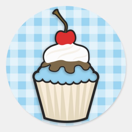 Baby Blue Cupcake Ronde Sticker (Voorkant)