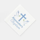 Baby Blue Custom Name Baptisme met Cross en Doves Servet (Hoek)
