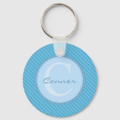 Baby Blue Custom Personal Monogram Sleutelhanger (Voorkant)