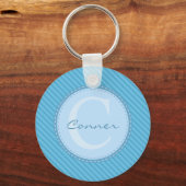 Baby Blue Custom Personal Monogram Sleutelhanger (Voorkant)