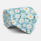 Baby Blue Daisy Bloemen Groomsmen Stropdas (Opgerold)
