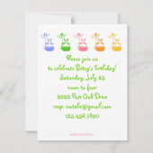 baby blue daisy bunny verjaardagsuitnodiging kaart (Achterkant)