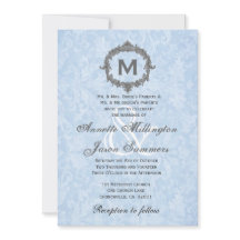 Baby Blue Damask Grey  Monogram Weddenschap